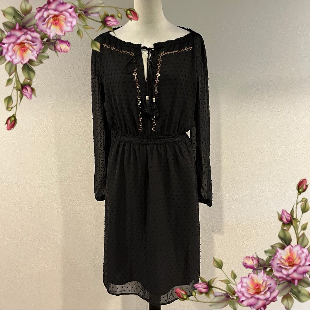 Altuzarra for Target Black long‎ sleeve Dress with gold sequin size small